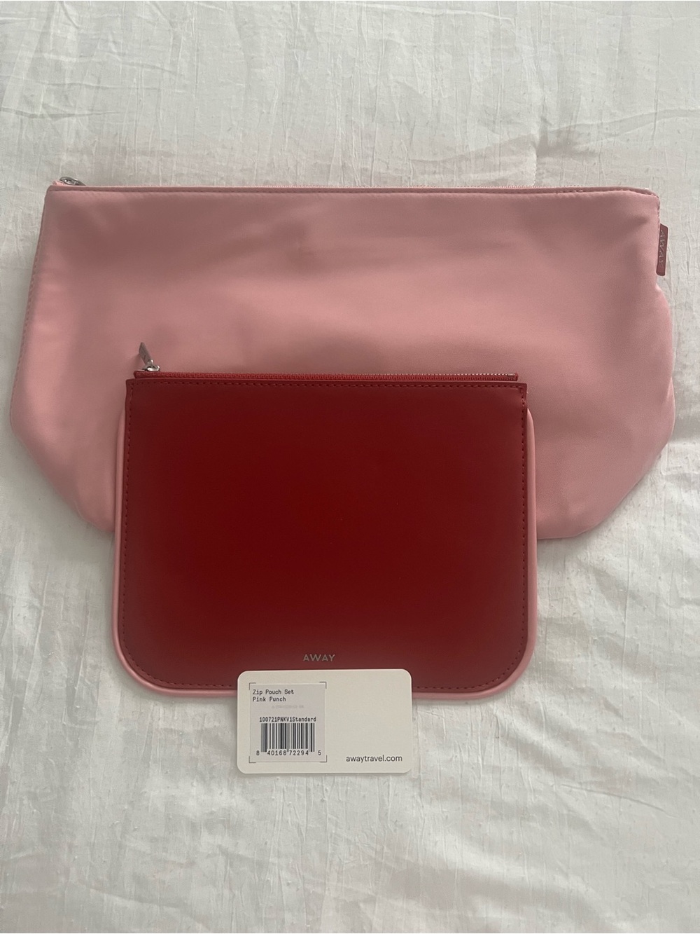 Away Pink and Red Double Pouch Set